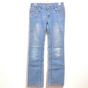 One Tuff Babe Women’s Light Wash Blue Denim Straight Leg Jeans